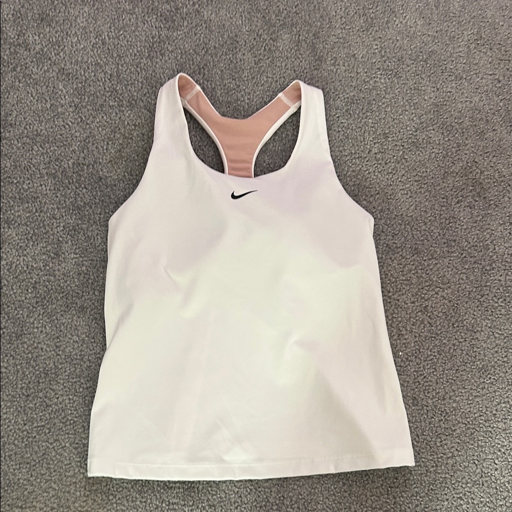 Nike White and Pink Racerback Tank